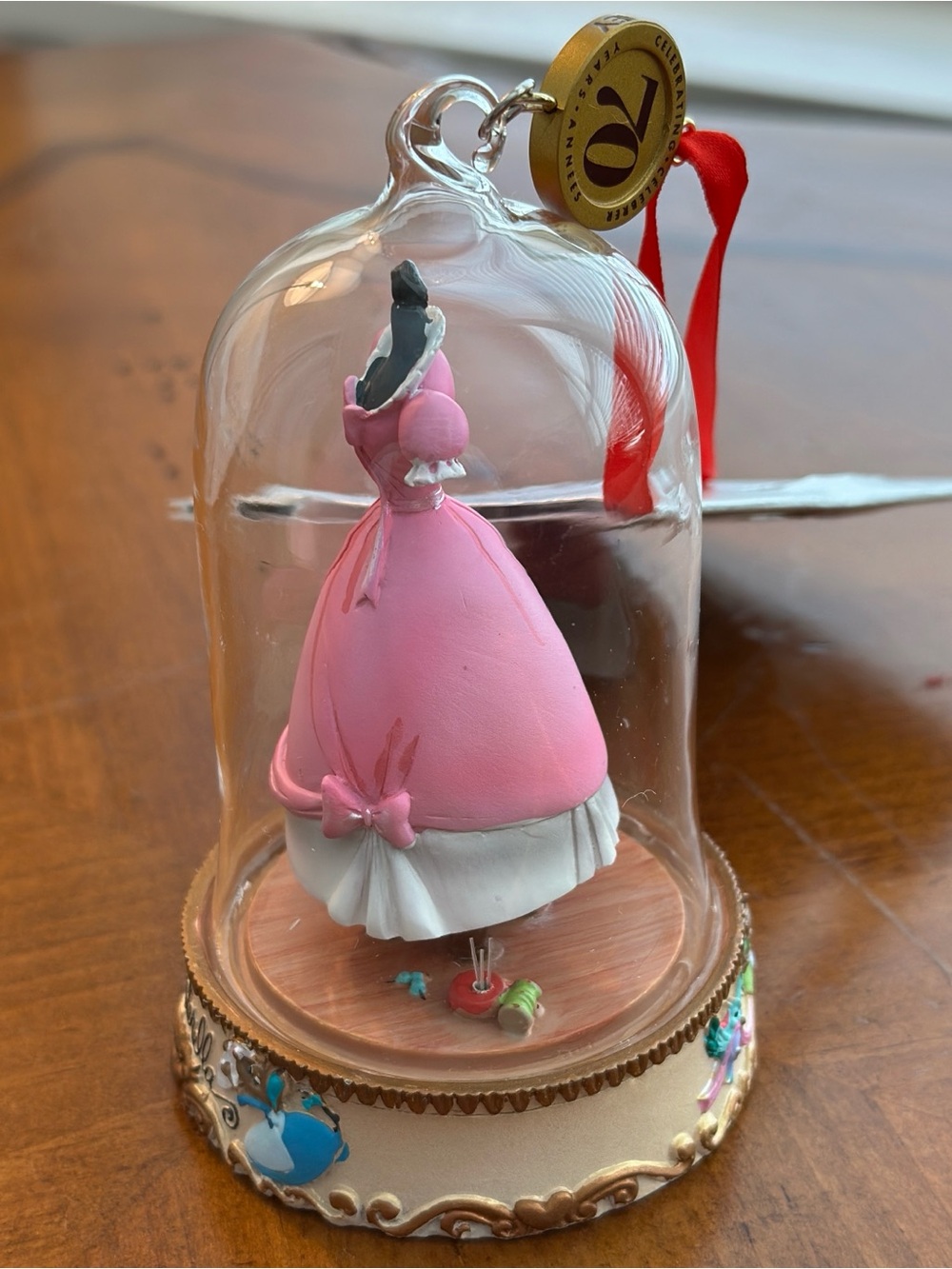 Disney Cinderella’s pink Dress Glass Dome Ornament 70th Anniversary - Picture 5 of 8